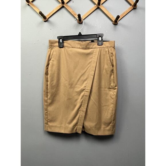 Banana Republic Petite Skirt Womens Size 0P Tan Faux Wrap Knee Length‎ NEW - Picture 1 of 8